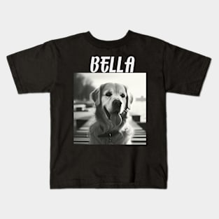 Bella, bootleg,  golden retriever puppy design for dog lovers Kids T-Shirt